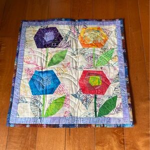 Handmade Floral Patchwork Quilt Wall Hanging - Multicolor